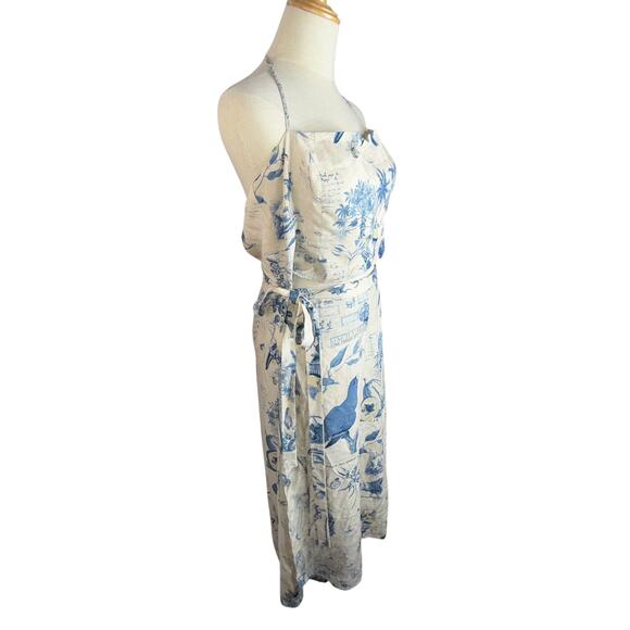 Reformation Umbria Midi Wrap Dress Size 12 Vacation Summer Lightweight Linen - Picture 6 of 12